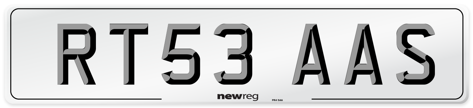 RT53 AAS Number Plate from New Reg